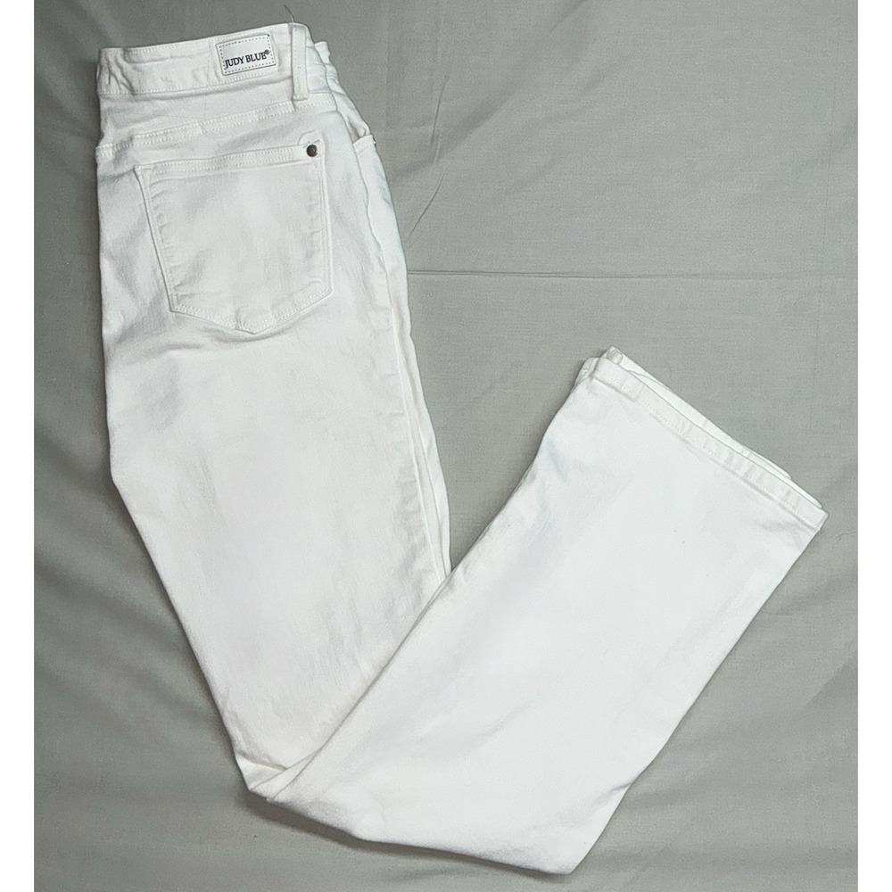 Judy Blue 11/30 White Flare Jeans Zipper Split Hem Cotton Blend Pockets